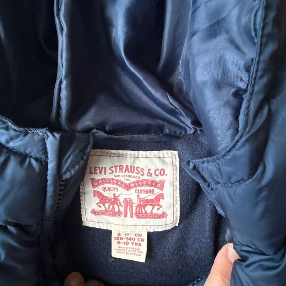 Levis kids puffer coat boys size small 8/10 red white blue retro colorblock - Picture 3 of 10